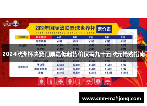 2024欧洲杯决赛门票最低起售价仅需九十五欧元抢购指南
