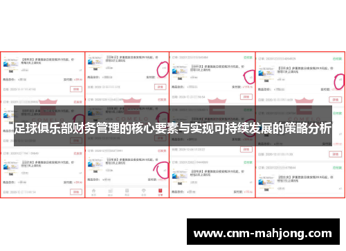足球俱乐部财务管理的核心要素与实现可持续发展的策略分析 足球俱乐部财务管理的核心要素与实现可持续发展的策略分析